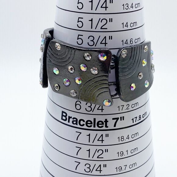 Dolce Vita Panel Bracelet Rare Rhinestone Piece 80s 90s French Designer 6.5-7.75 - Picture 7 of 10